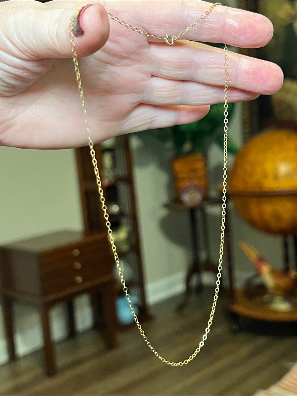 Vintage 14k Solid Yellow Gold 585 Dainty Loup Chain Necklace 17”
